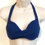 Apt. 9 🆕  twist front padded push up halter bikini navy blue tie neck Photo 0