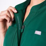 FIGS Rafaela Cargo Wide Leg ScrubJumpsuit in Hunter Green, Size Medium Photo 3