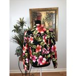 Caribbean Joe  Women's Blazer Top Blouse Size M Long Sleeves Black Multicolor Photo 3