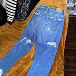 American Eagle Outfitters Distressed Mom Jean in Dark Wash Photo 7