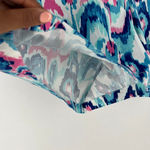 Crown & Ivy  Caroline Multicolor‎ Blue Ikat Shorts Stretch Twill Flat Front Photo 4