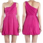 Theory  Taliana pink silk one shoulder pleated mini dress size 6 Photo 0