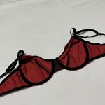 Nordstrom Vintage Intimates 38B Underwire Bra Red Velvet Texture Black Straps Photo 7
