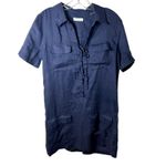 Equipment  Knox Corset Front Linen Lace Up Dress Womens Size Small Navy Blue Photo 1