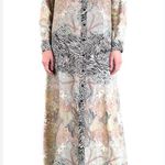 Pinko Chemisier Rosalina Floral Animal Print Long Sleeve Shirt Maxi Dress Size 4 Black Photo 3