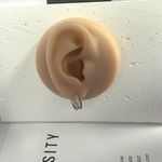 925 Silver Plated Double Rows CZ Cubic Zirconia Hoop Earrings for Men Women,Hip Hop Unisex Earrings Photo 5