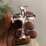 Y2K Artsy Boho Indie Hippie Whimsygoth cross pendant necklace silver beaded stones turquoise teal red Multicolored #navajo Measurement in pics Photo 2