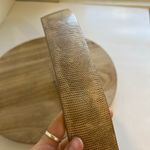 Tan Beige Textured Vegan Leather Wide Golden Buckle Belt Size Large Photo 4