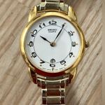 Seiko  Rare Vintage Ladies Watch Whit Dial Stretch Gold-Tone Bracelet Date Window Photo 1