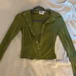 Princess Polly Green Long Sleeve Button-Up Top Photo 0