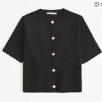 Abercrombie & Fitch Black Knit Cardigan Gold Button Short Sleeve Womens S Photo 0