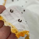 Vintage Handkerchief Embroidered Coffee Bean Orange Variegated‎ Crocheted Edge White Photo 2