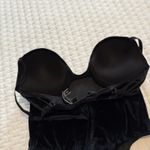 Victoria's Secret Victoria’s Secret Rhinestone Pushup Bodysuit Sz M Medium Black Velvet High Leg Photo 7