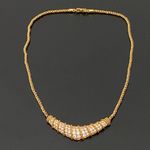 Swavorski Vintage 70’s SWAROVSKI Swan Signed Gold-tone Slope V Bar Pendant Necklace 17g Photo 4