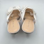 Dee Ocleppo Bow Satin Wedge Sandals 2404 white size 8.5 slip on heel Photo 6