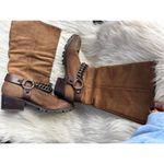 BCBG MAXAZRIA Brown Women's Moto Boots with Chain Detail Photo 1