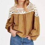 ZARA  Woman Woven Crochet Long Sleeve Striped Top Medium Photo 0