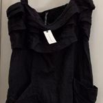 Anthropologie Black Linen Romper Medium New NWT Sleeveless Pockets RARE HTF Photo 5