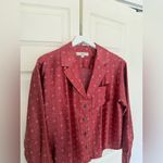 Loft Floral Foulard Lapel Satin Shirt Coral Pink Collared Blouse Size Small Photo 6