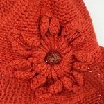 Nonson Crochet Knit Orange Hat with Crochet Flower Photo 3