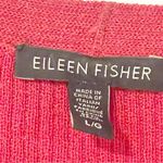 Eileen Fisher  Size Large Red Wool Thick Knit Open Front Knit Sweater Cardigan Photo 2
