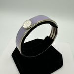 Henri Bendel  Lilac Enamel Hinged Bangle Bracelet Silver Toned Stripes Photo 2