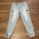 Steve Madden Light Wash Denim Cargo Jogger Light Blue Size Large Photo 1