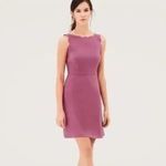 Loft  dusty rose scalloped edge sheath dress Photo 1