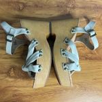 KORKS Wedge Heel Sandals Size 11 Cream Beige‎ Strappy Buckle Studded NEW Tan Photo 6