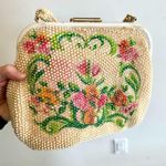 Vintage Laura Brand Beaded Floral Design Purse Short Strap Clasp Style Photo 2