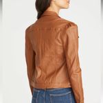 Driftwood  Gigi Puff Sleeve Jacket Faux Leather Cognac Brown Small New Moto Fall Photo 1