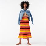 J.Crew Straight Pleat Skirt Multistripe Women's 2 Orange Career Preppy Classic Photo 1