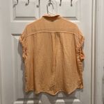 Old Navy Women's Orange Gingham Cap Sleeve Button Up Shirt Size Large Beachy Photo 4