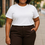 Avenue  Womens Pants Size 18‎ Comfort Waist Signature Chino Chinos Brown NEW Photo 0