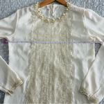 Vintage Gold Ivory Lace Beaded High Neck Embellished Blouse Size L Size L Photo 10