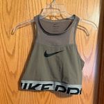 Nike Pro Olive Green Cropped Tank Top Photo 0