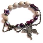 Bronze Butterfly Bracelet Burgundy Star Tan Boho Ceramic Elastic Stretchy Purple Photo 7