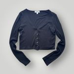 Black Cropped Ribbed V Photo 0