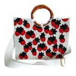 SOL + MER NWT Strawberry Beaded Viral Purse Handbag w Bamboo Handles White Strap Photo 0