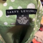 Larry Levine  Womens Blazer Jacket Green  Polka Dot Pockets Linen Blend 12‎ Photo 3