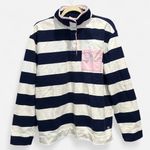 Crown & Ivy  100% Cotton Oversized Preppy Coastal Stripe Polo Shirt Medium Photo 3