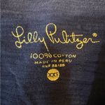 Lilly Pulitzer  Navy Long Sleeve Top with White Embroidery Photo 5