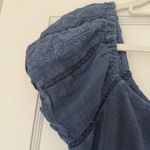 American Eagle  Outfitters Navy Blue Gauze Puff Sleeve Embroidered A-Line Dress M Photo 2