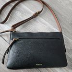 Fossil  Black Cow Hide Leather Crossbody Bag Adjustable Strap Vintage Purse Small Photo 0