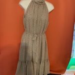 Taylor Brown Polka Dot Backless Dress Tan Size 4 Photo 1