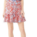 RTR Paloma Blue Alexa 100% Silk Red, White & Blue Floral Tiered Mini Skirt Sz‎ S Red Photo 0
