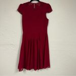 Karen Millen  Red Pleated Mini Dress Womens 8 Formal Cut Outs Short Sleeve Twee Photo 11