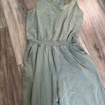 Aerie  Green Cotton Scoop Neck Sleeveless Racerback Cropped Jumpsuit Size Large Photo 4