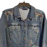 Diane Gilman DG2  Blue Denim Floral Embroidered Jean Jacket Size XL Photo 2