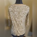 Charter Club  Women's White and Tan Leaf Print Long Sleeve Shirt Photo 1